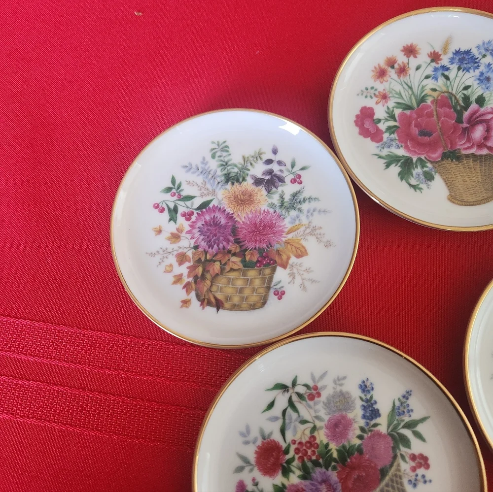 Vintage Handpainted Floral AK Kaiser W Germany Porcelain Coaster 4